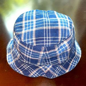 J.CREW 🧢 Blue Plaid / Denim Reversible Bucket Hat Large